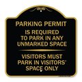 Signmission Parking Permit Is Required to Park in ANY Unmarked Space Visitors Must Park in Visito, BG-1818-23400 A-DES-BG-1818-23400